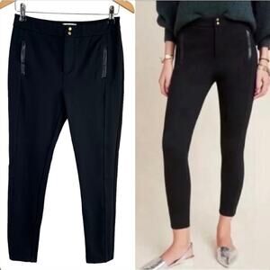 Anthropologie The Essential Slim Pants Crop High‎ Rise Stretchy in Black, Size 2